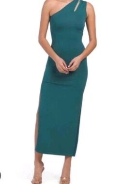 Ronny Kobo Teal One-Shoulder Maxi Dress